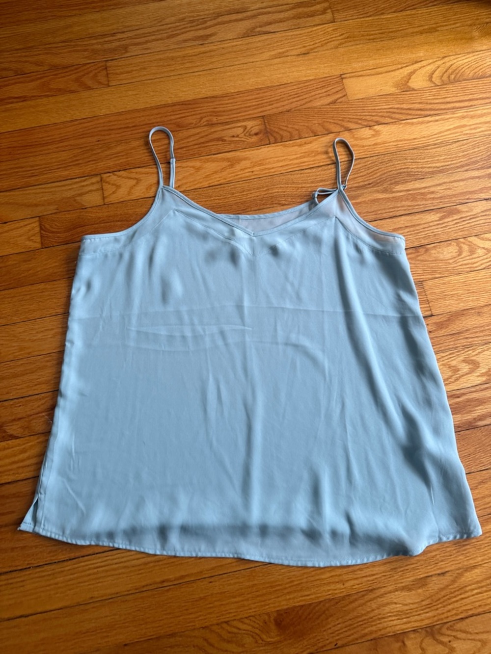 Maurices Light Blue Satin Camisole with Adjustable Spaghetti Straps